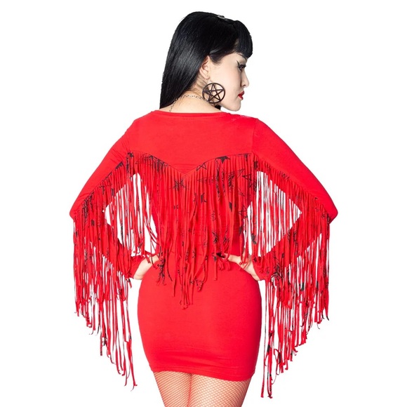 Kreepsville 666 NWT Red Fringe Dress - Picture 2 of 4